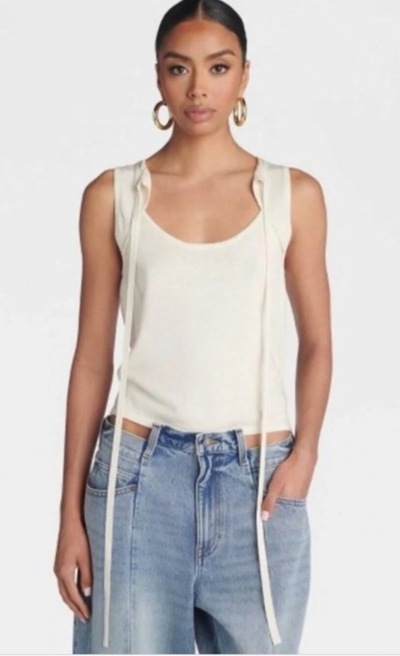 KBB by KAHLANA. Women's The Tie-Front Tank Top Cream